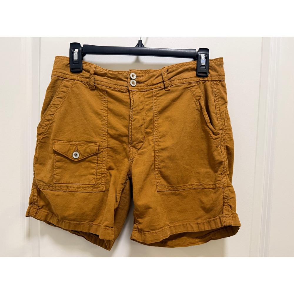 Anthropologie Tobacco Brown Utility Cargo Shorts Size 27 Cotton Twill Mid Rise